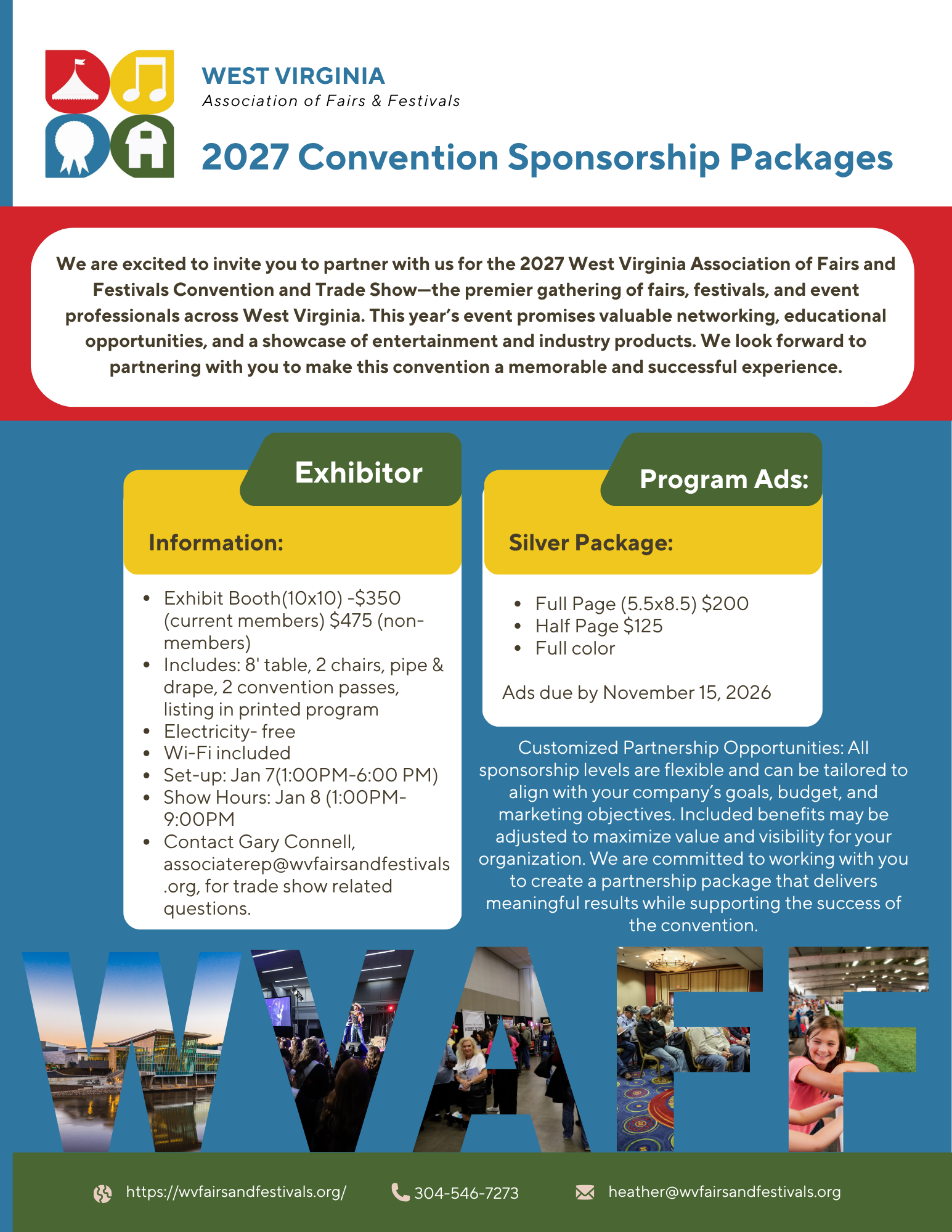 2027 WVAFF convention advertising opportunities. Advertisement deadline November 15, 2026.
